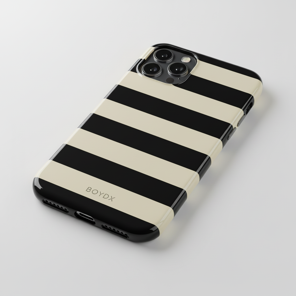 BOYDX Striped iPhone Case - Cream and Black